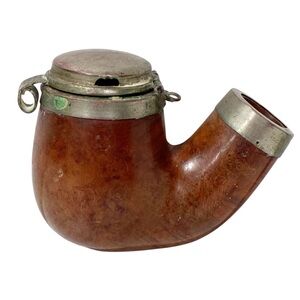 Vintage briar Pipe Bruyère Garantie Hinged Metal Cap mid-20th century